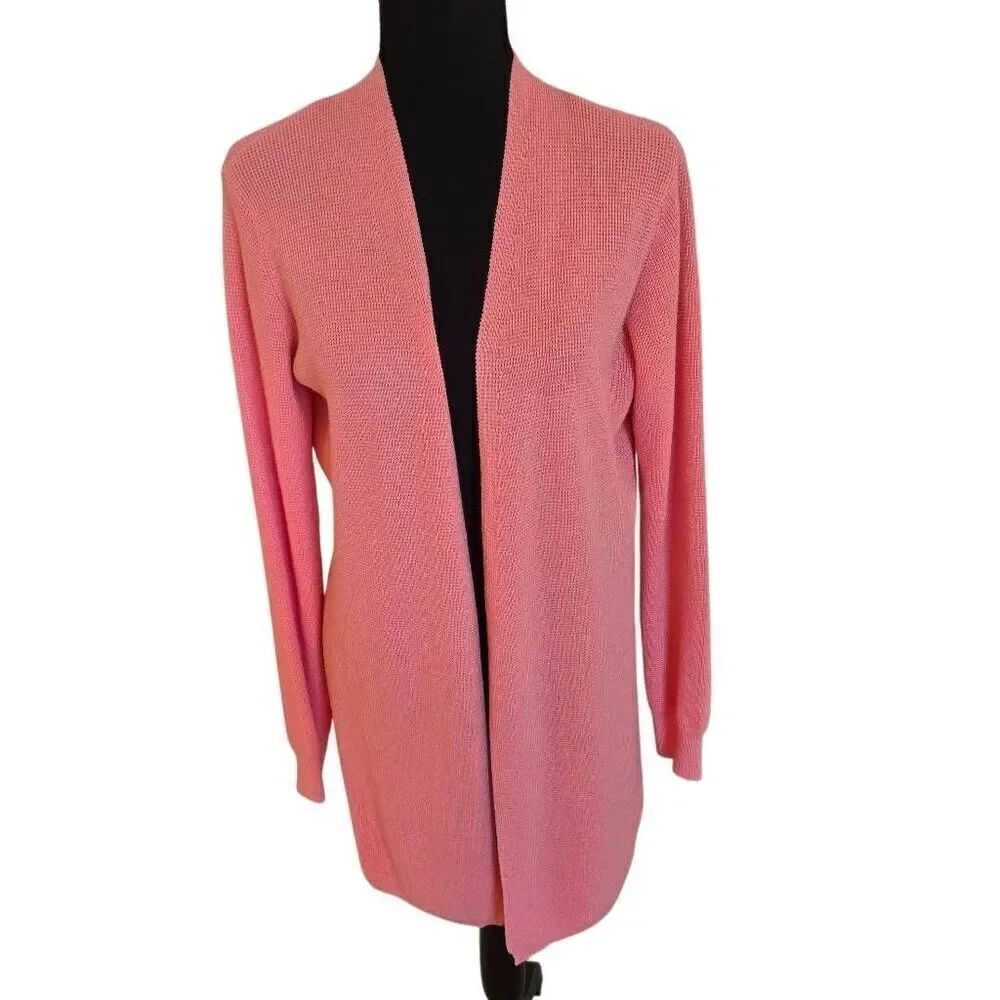 Cyrus Womens Open Front Knit Long Sleeve Cardigan Sweater Peach Medium